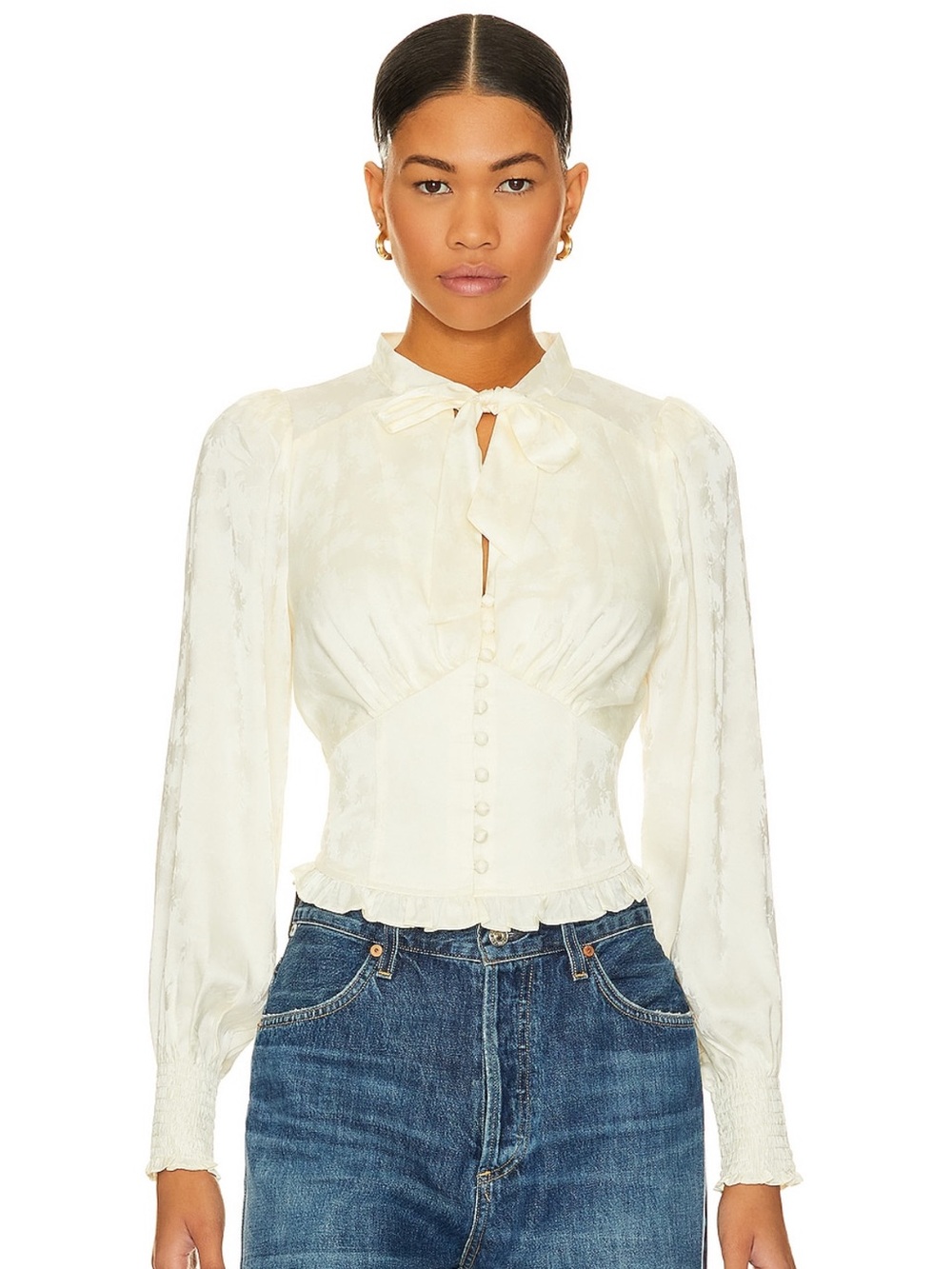 Heartloom Ivory Tie-Neck Corset Blouse